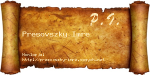 Presovszky Imre névjegykártya